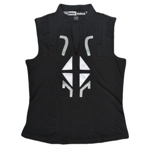 Jamie Sadock Black‎ & Grey Cyber Industrial Goth Vibes Sleeveless Golf Shirt